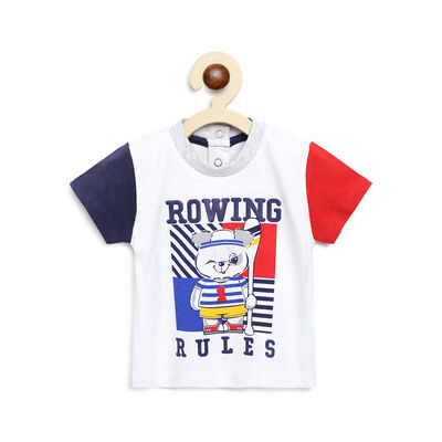 Boys Blue and Red Graphic Printed T-Shirt